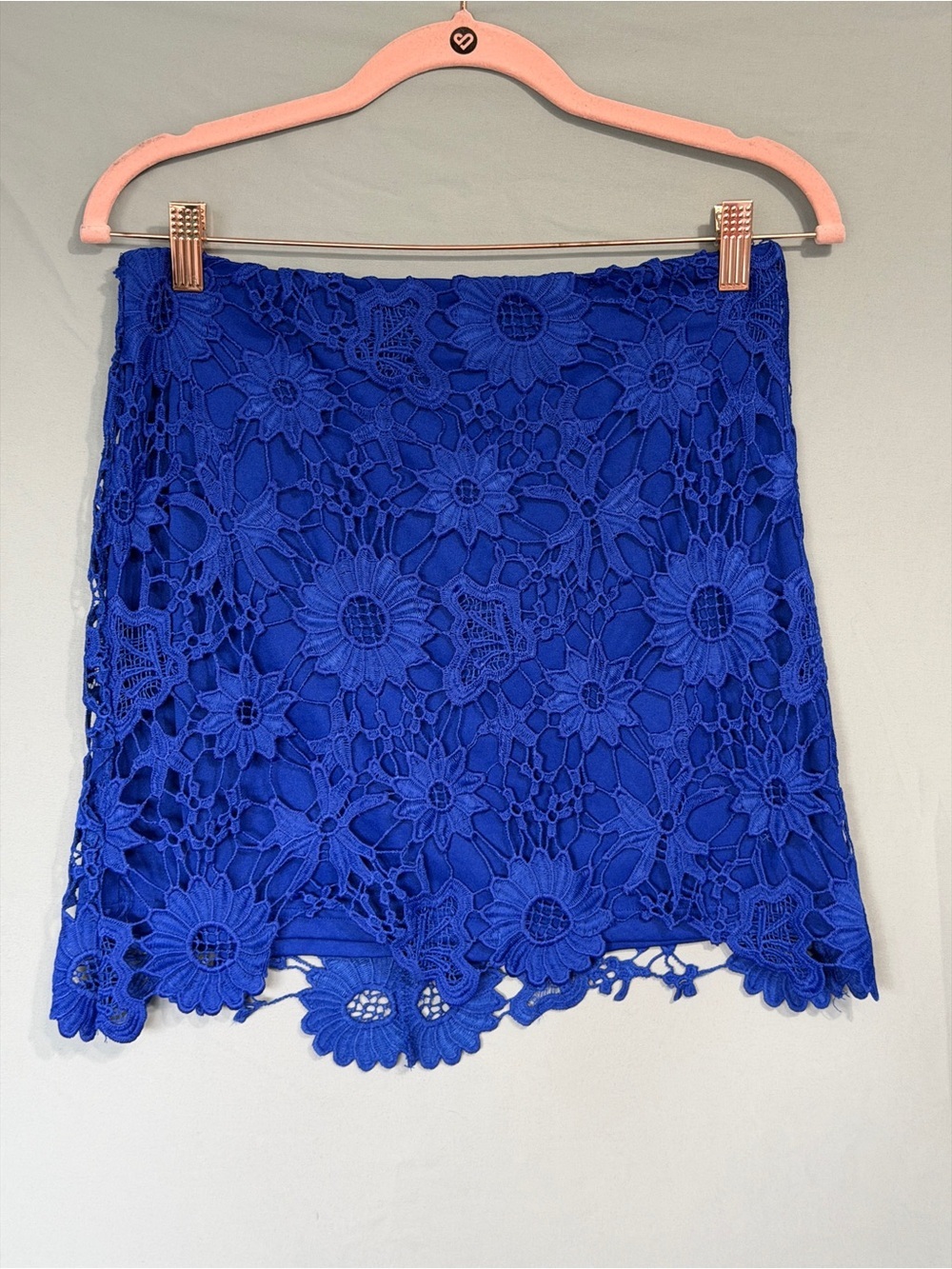 Forever 21 Womens Lace Floral Fairy Mini Skirt Size M Royal Blue Lined Zip Back